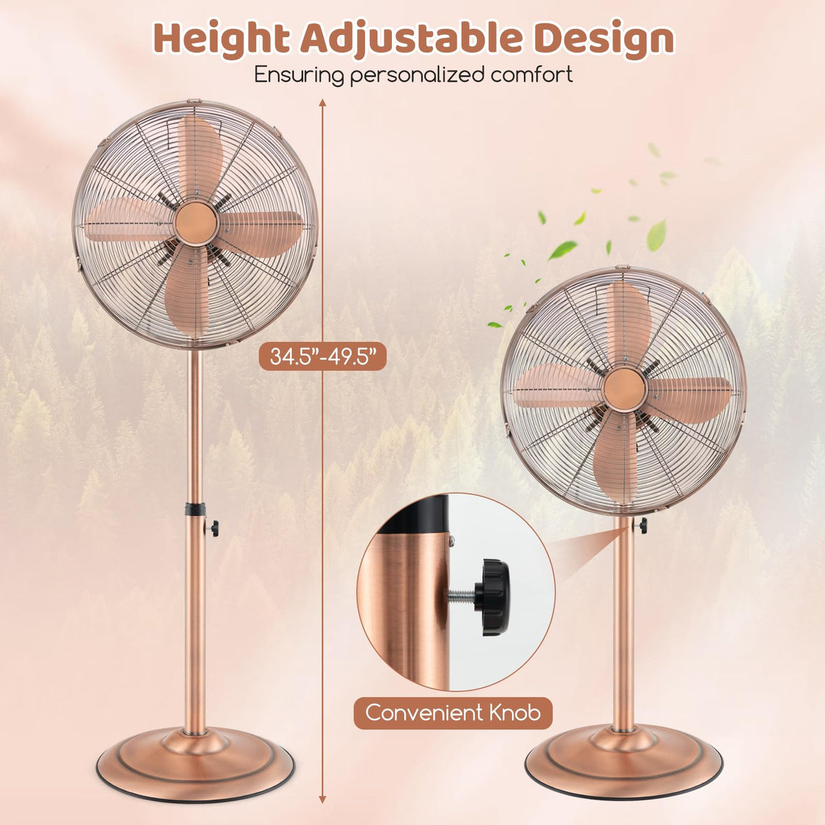 16-Inch Metal Pedestal Fan with Adjustable Height, 3 Speeds, Oscillation Q3937