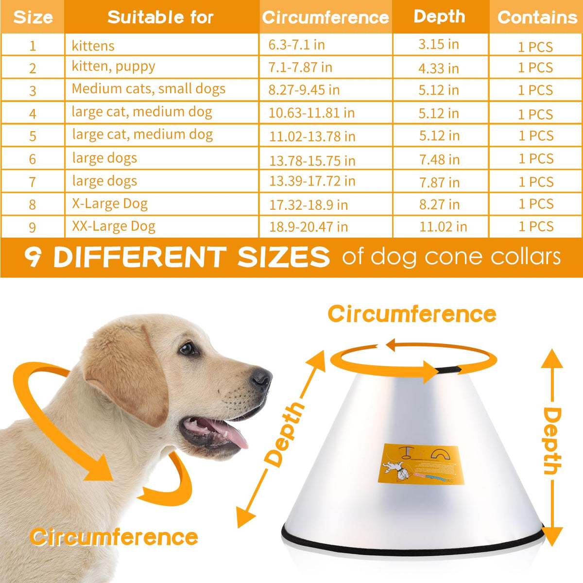 9 Pcs Adjustable Soft Dog Cone Collar Set X317695