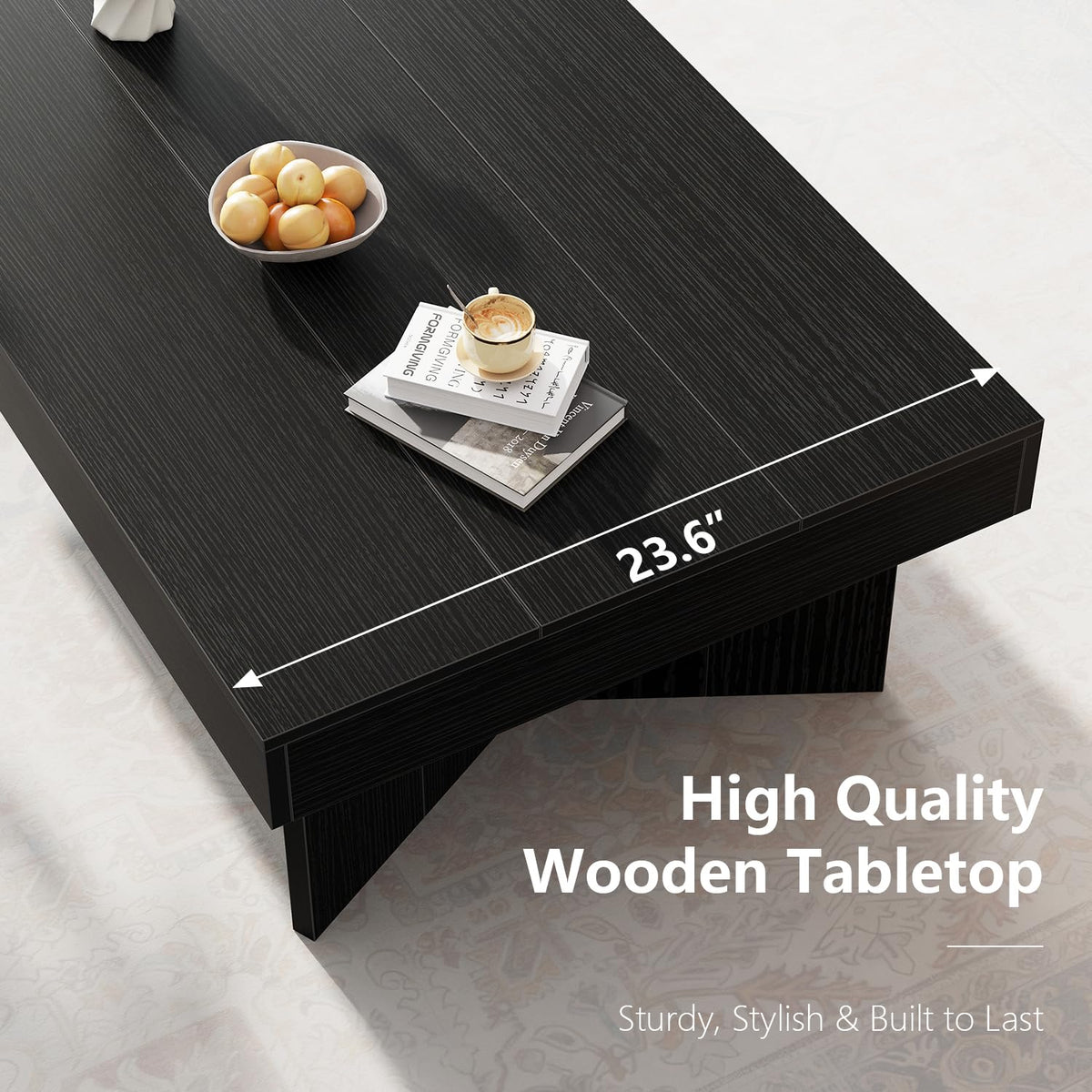 47" Black Wood Rectangle Coffee Table F733045