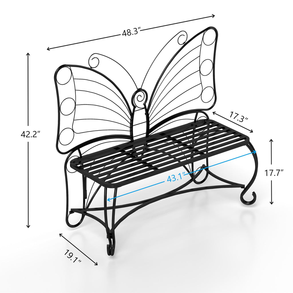 Cast Iron Garden Bench for 2 Persons Black F93587