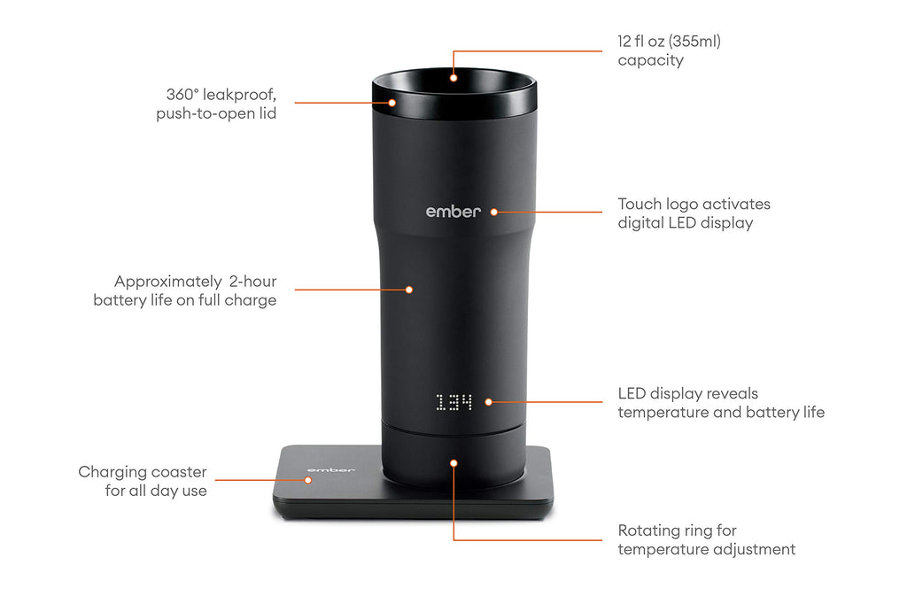 Black 12 Ounce Temperature Control Travel Mug F1881