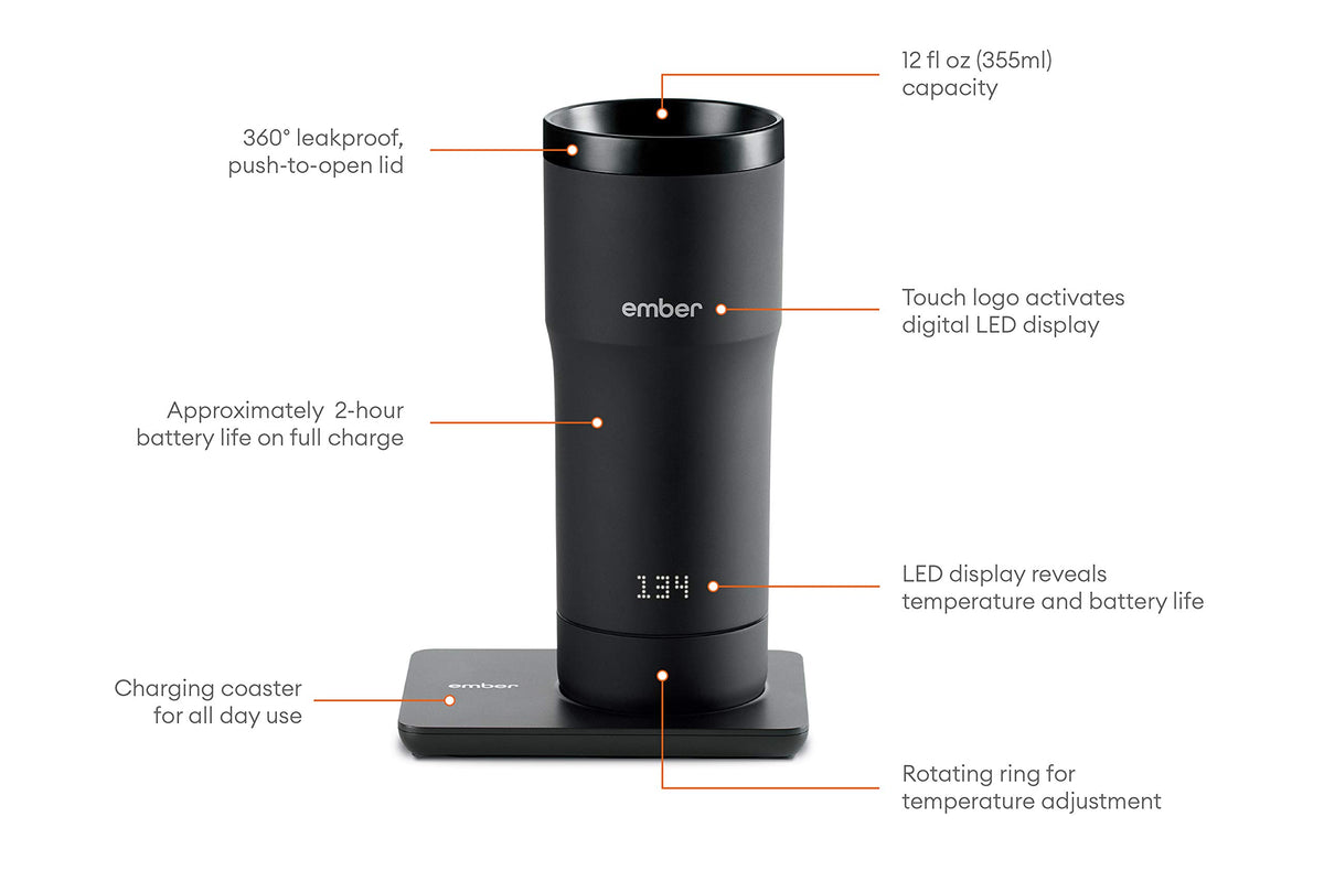 Black 12 Ounce Temperature Control Travel Mug F1881