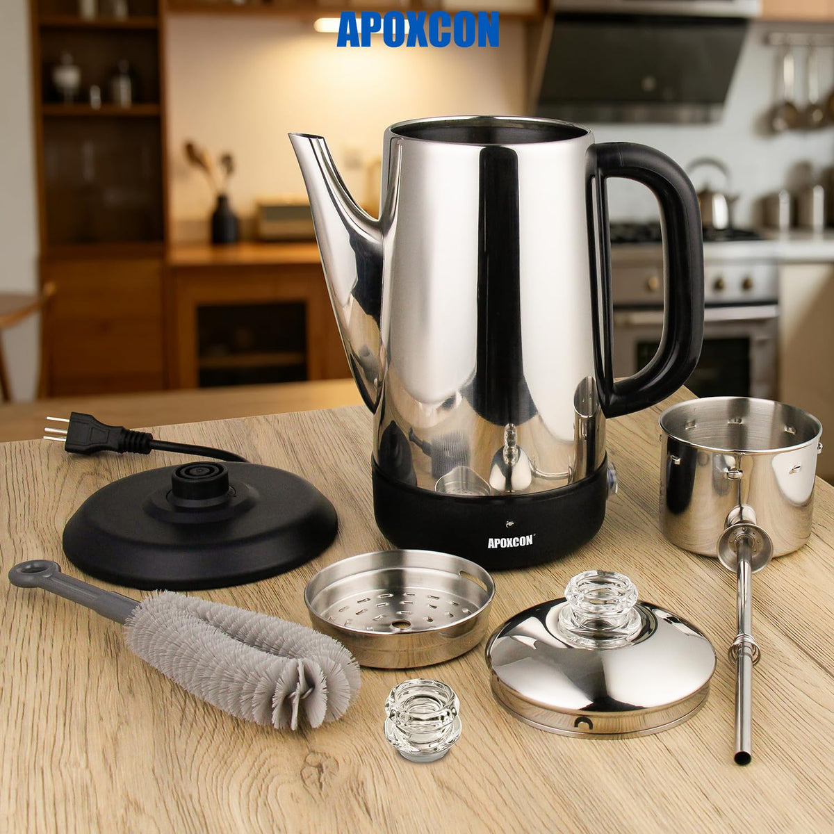 Electric Stainless Steel Coffee Percolator 1200ml 8 Cup Y5464