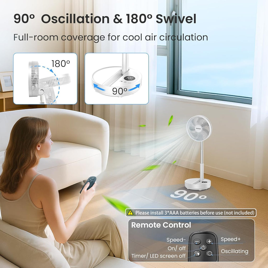 Portable Rechargeable Oscillating Standing Fan M24073