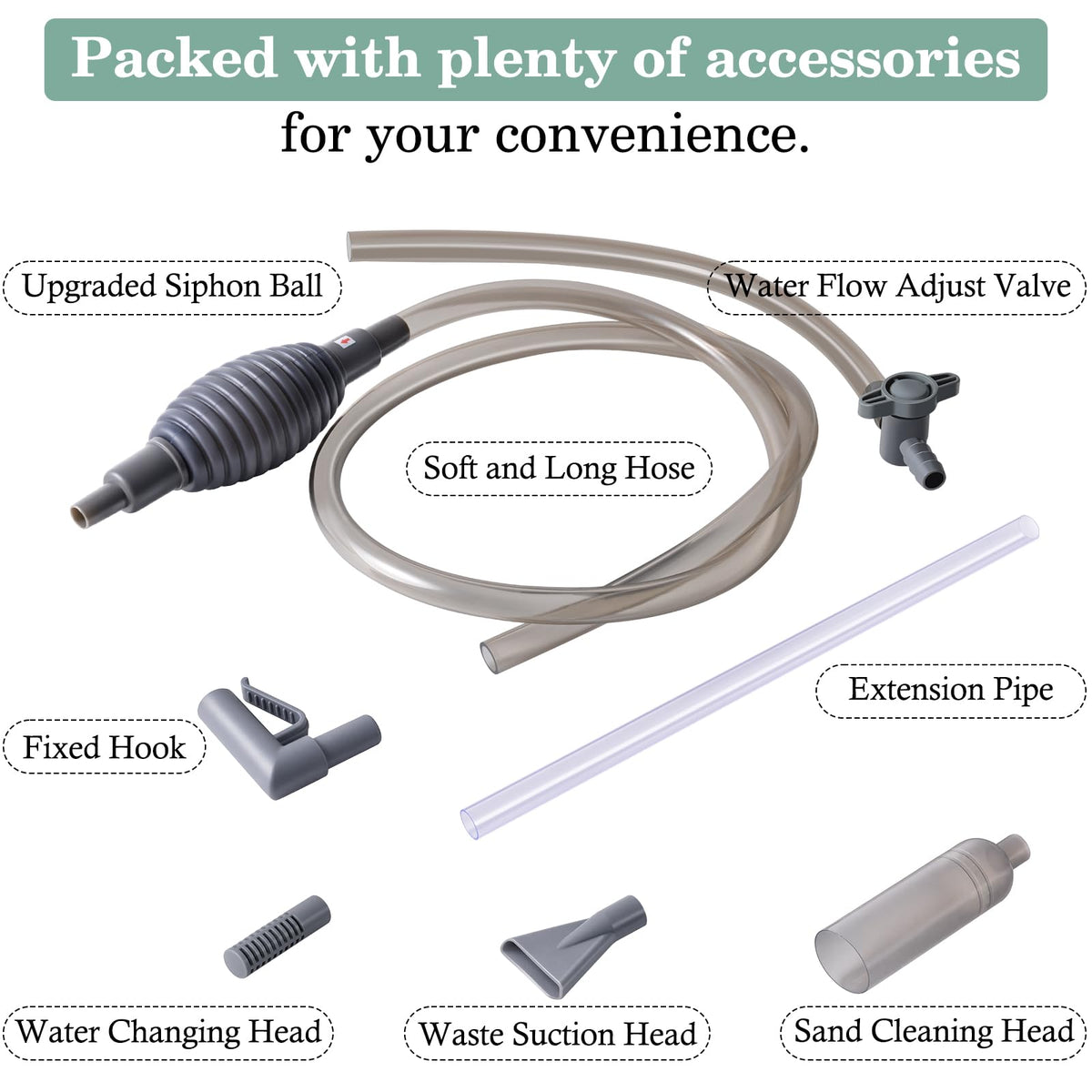 3-in-1 Aquarium Vacuum Gravel Cleaner with Siphon Hose H126
