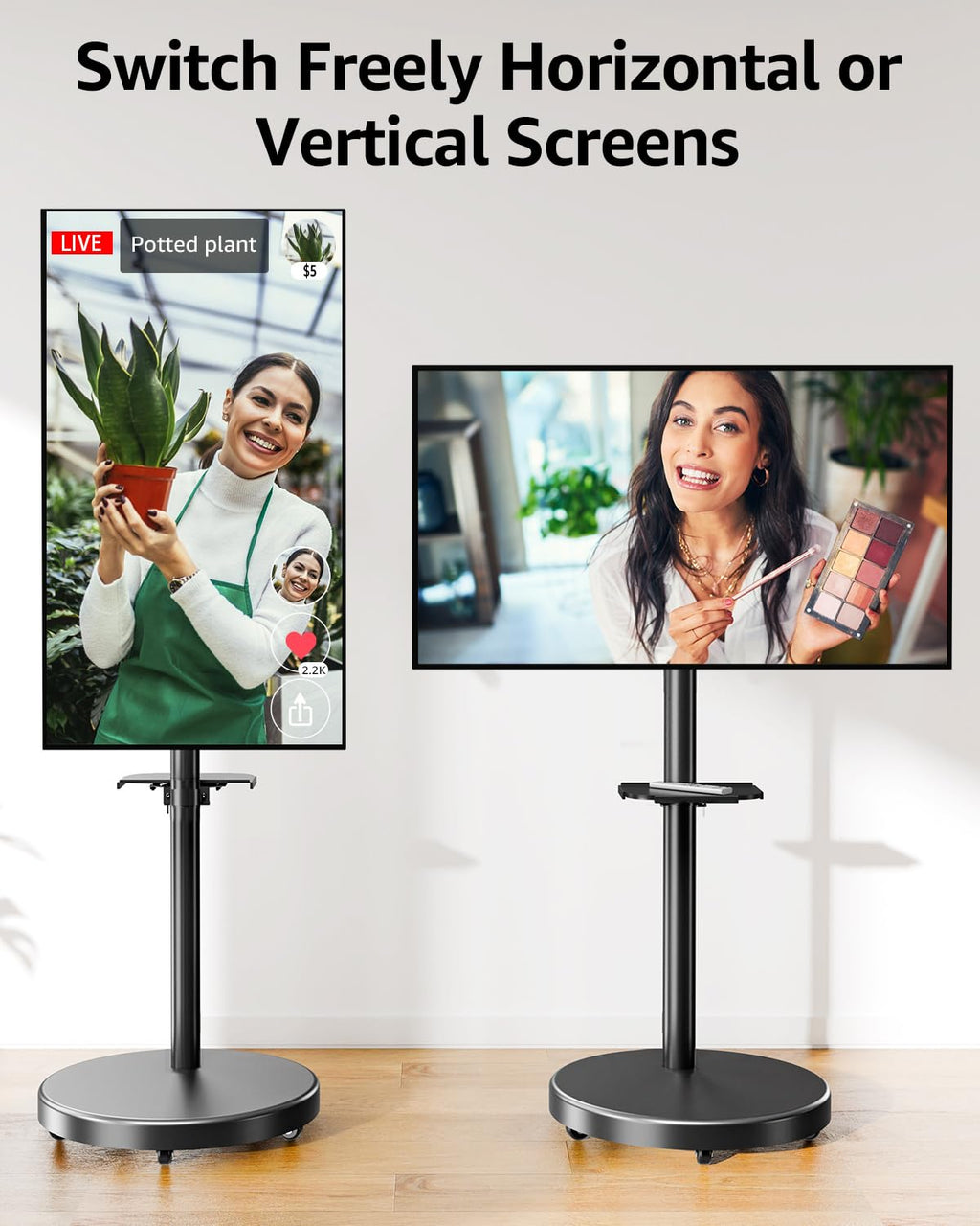 Rolling Mobile TV Cart for 32-65 Inch TVs, Height Adjustable TV Cart on Wheels Z59379