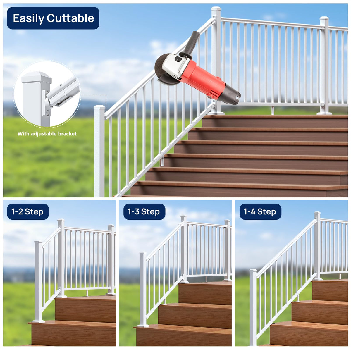 White Modular Stair Railing Kit P7327
