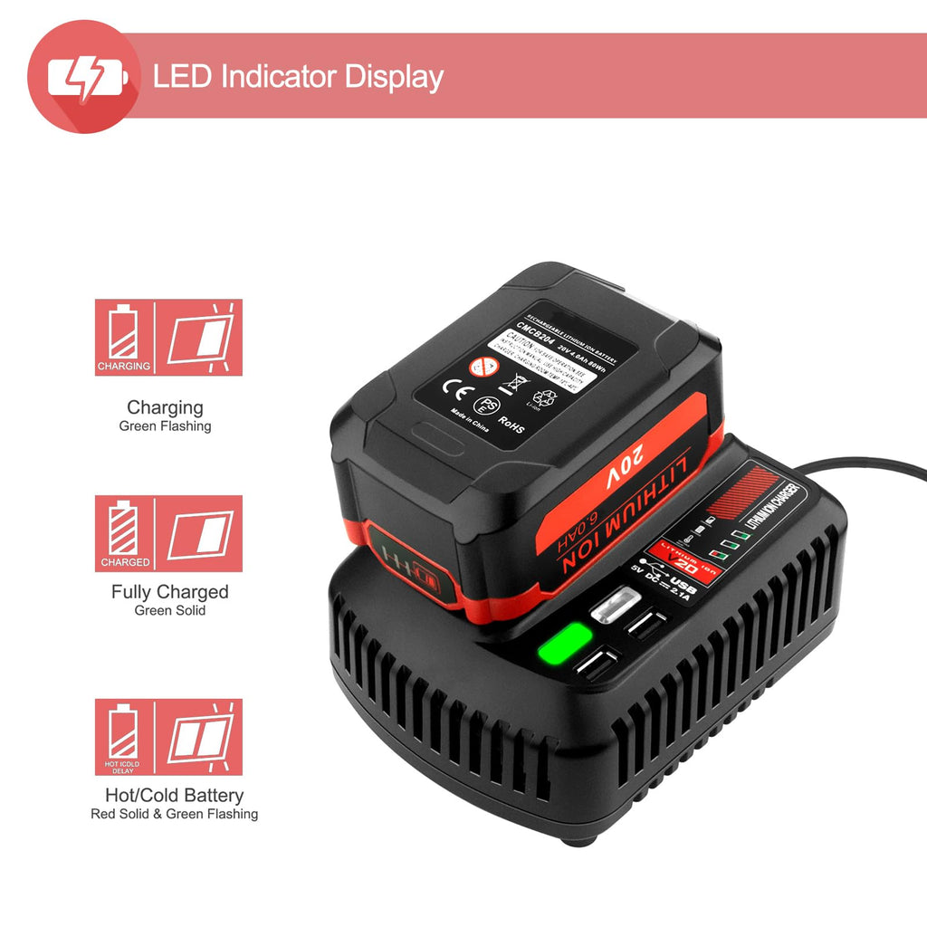 20V 6.0Ah Lithium ion Batteries and Charger Kit Z53402