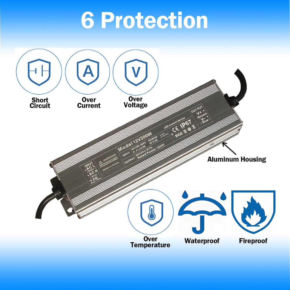 12V 200W IP67 Waterproof LED Transformer C51162
