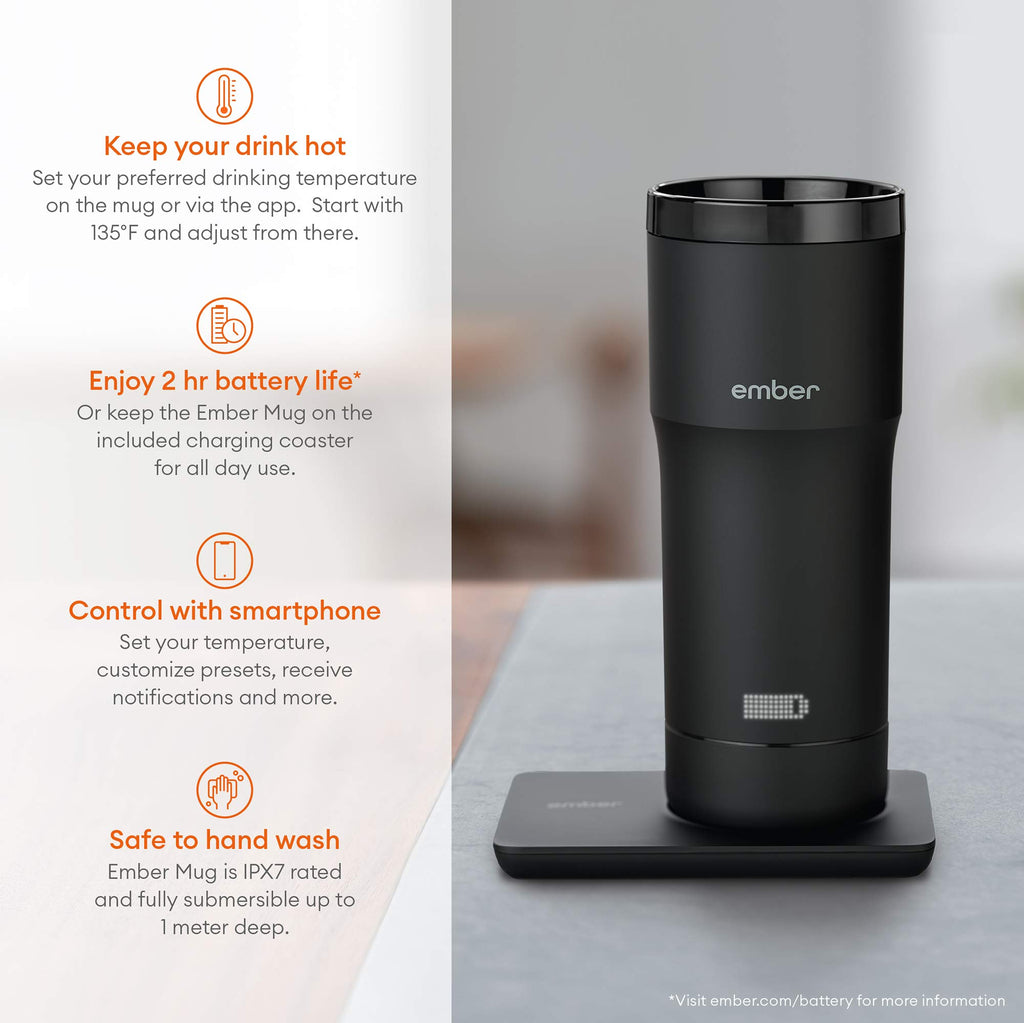 Black 12 Ounce Temperature Control Travel Mug F1881