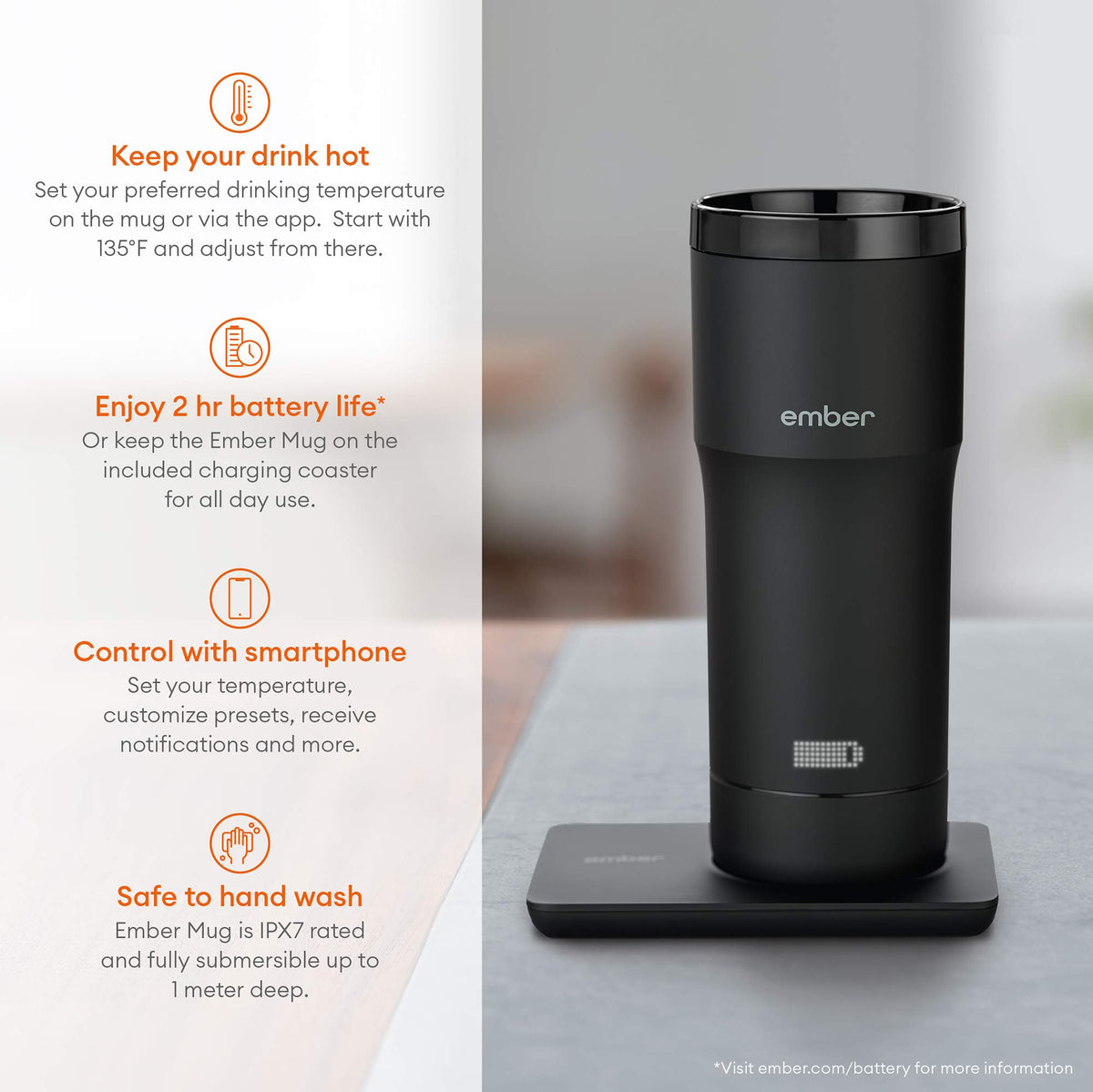 Black 12 Ounce Temperature Control Travel Mug F1881