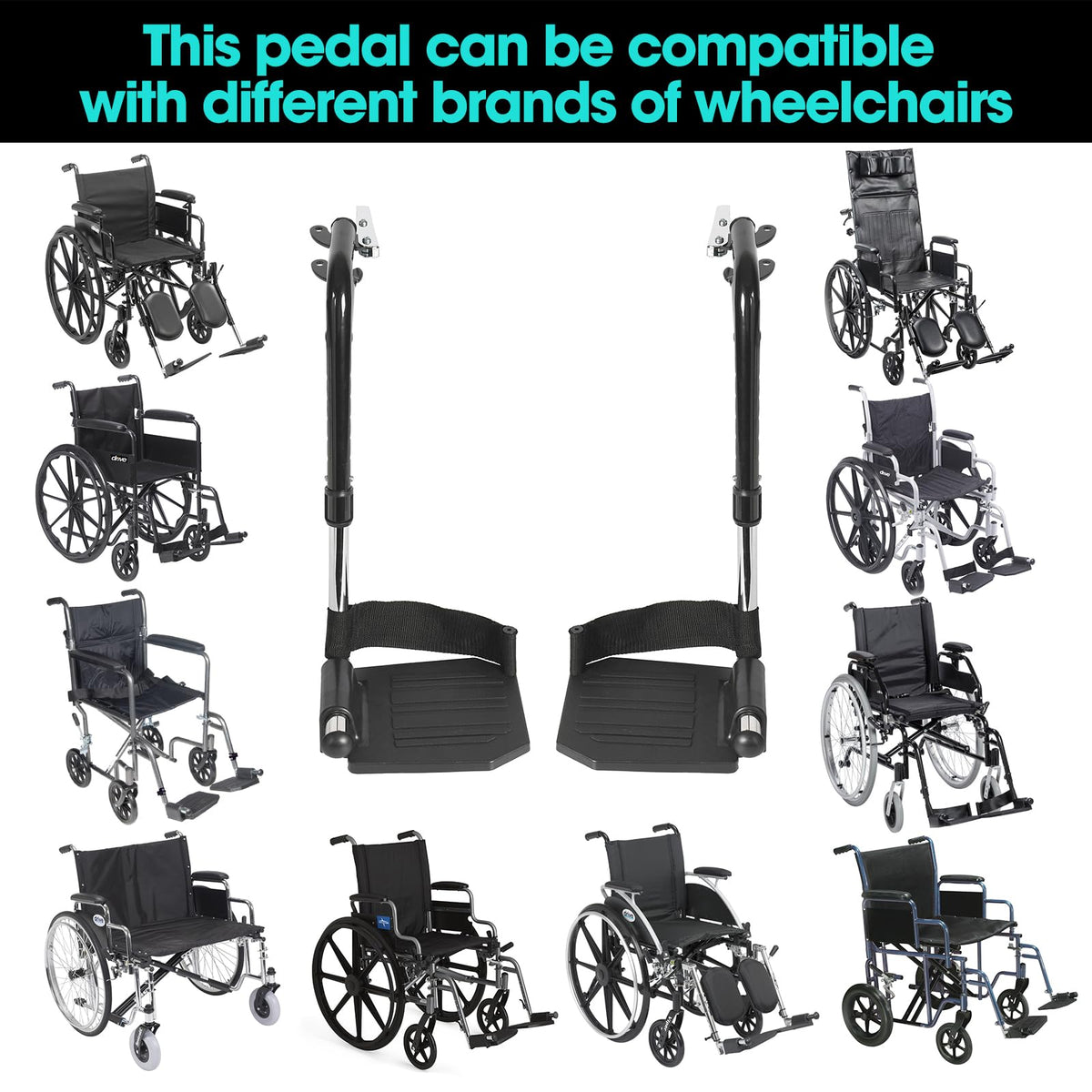 Black Adjustable Foldable Wheelchair Footrest O238