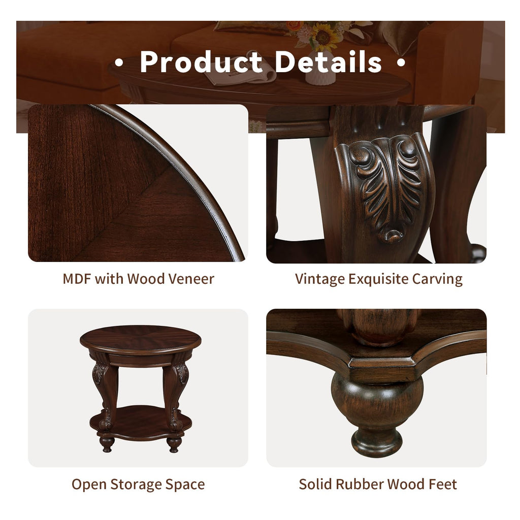2 Tier Round Wood End Table C59950