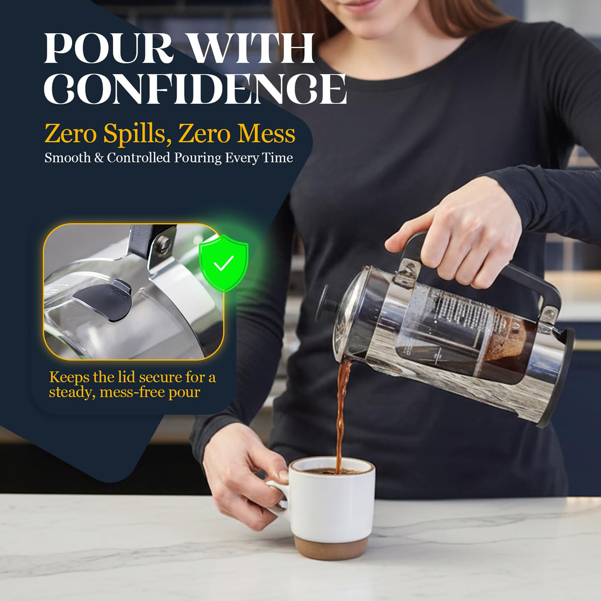 32oz Stainless Steel French Press Coffee Maker A1379