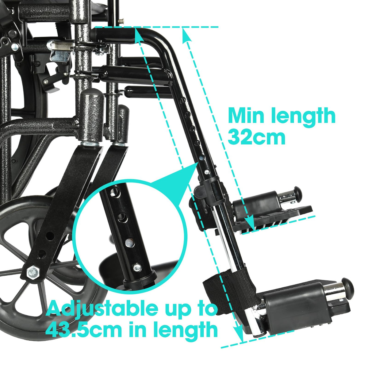 Black Adjustable Foldable Wheelchair Footrest O238