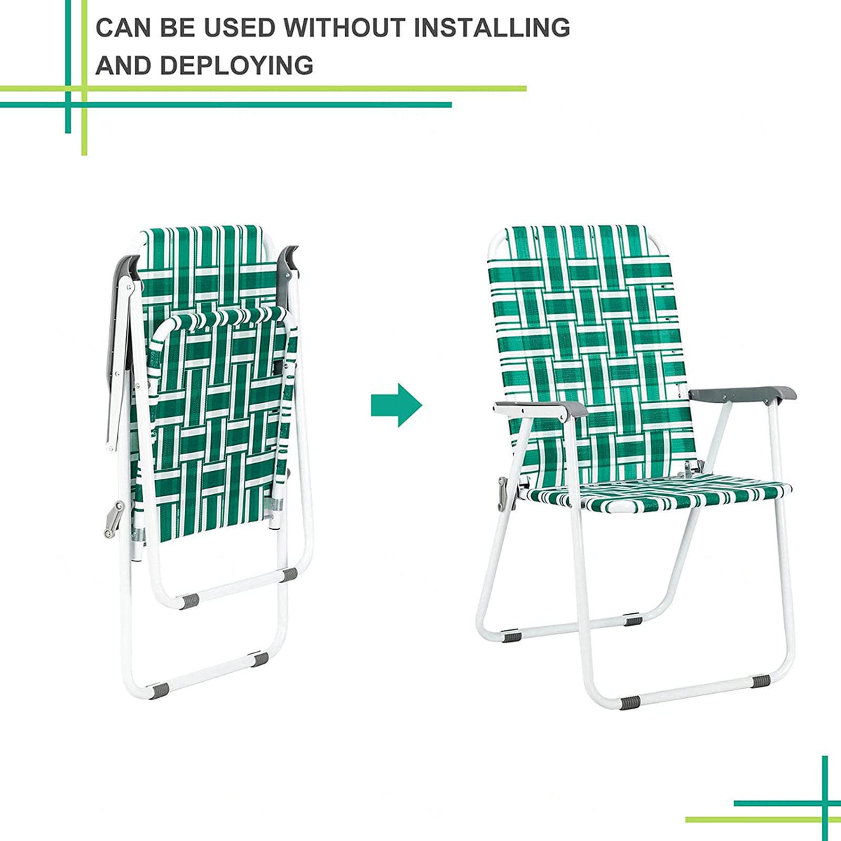 Folding Webbing Chair Set, 2 Pack B7897