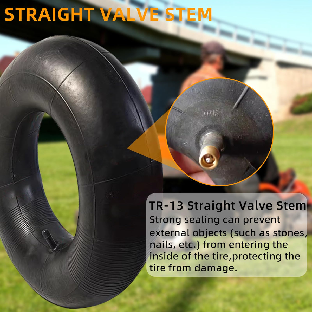 2 Pack 16x6.50-8/7.50-8 Lawn Mower Tire Inner Tubes with TR-13 Straight Valve Stem M8108