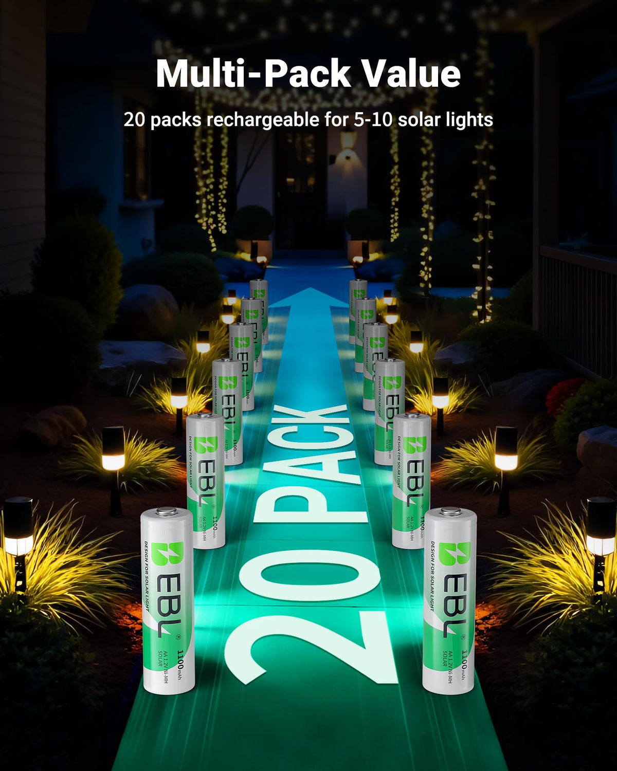 Solar AA Batteries 20 Pack Q5960