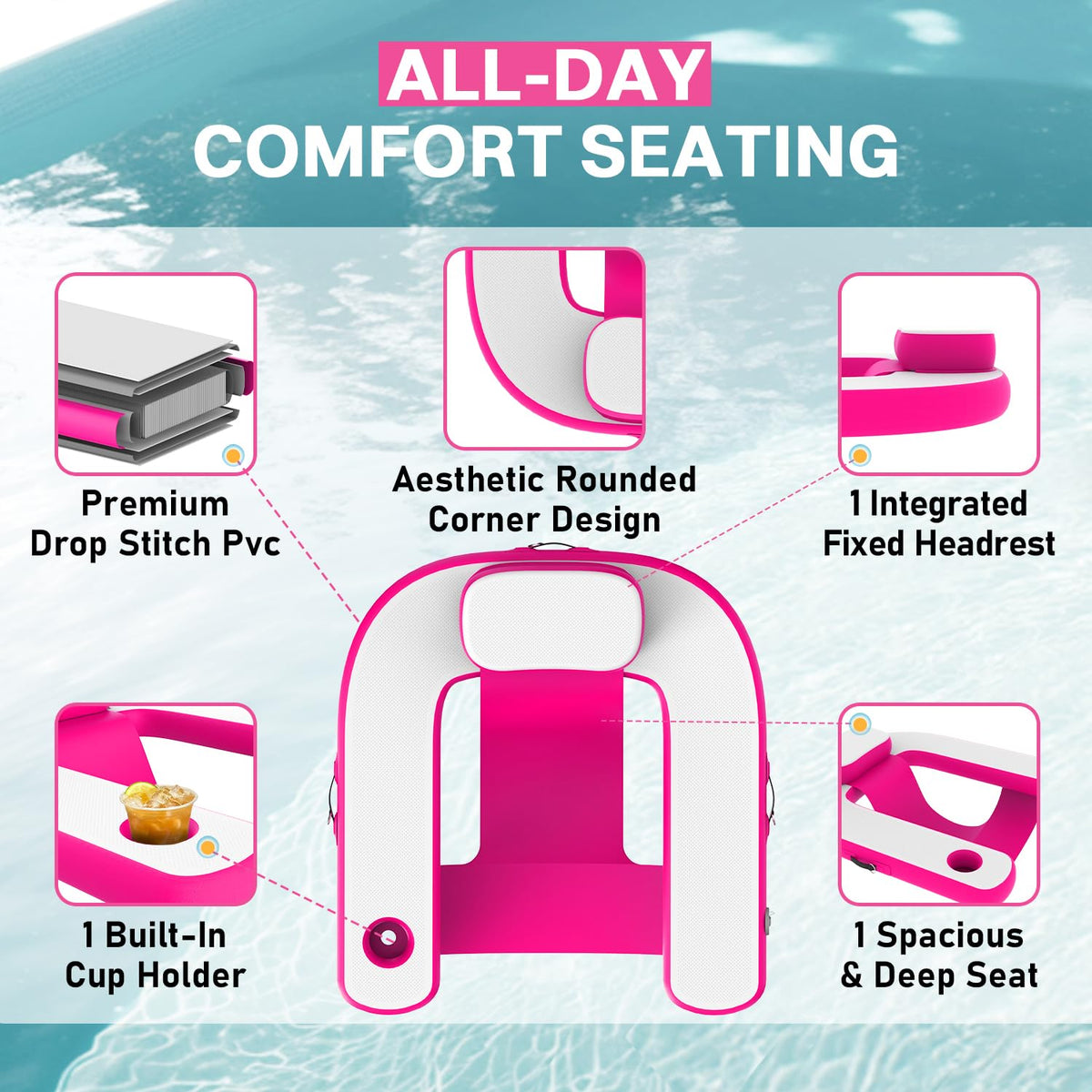 Pool Floats with Cup Holder & Headrest R432974