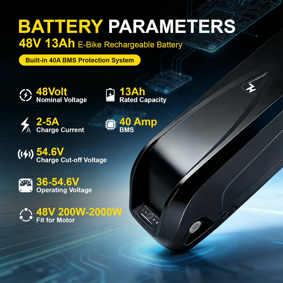 48V 13Ah Lithium Battery with 40A BMS N632365