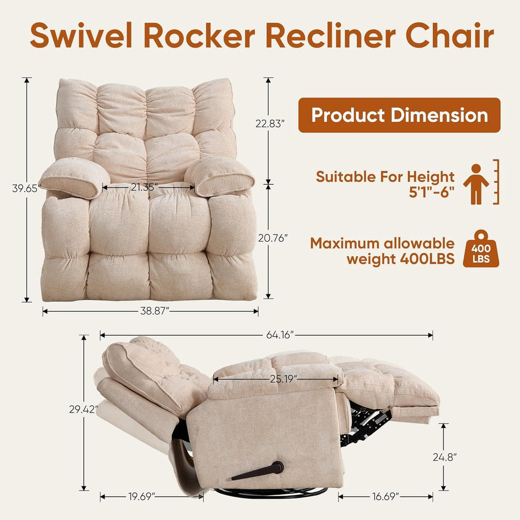 Oversized Swivel Rocker Recliner Chair Z8311