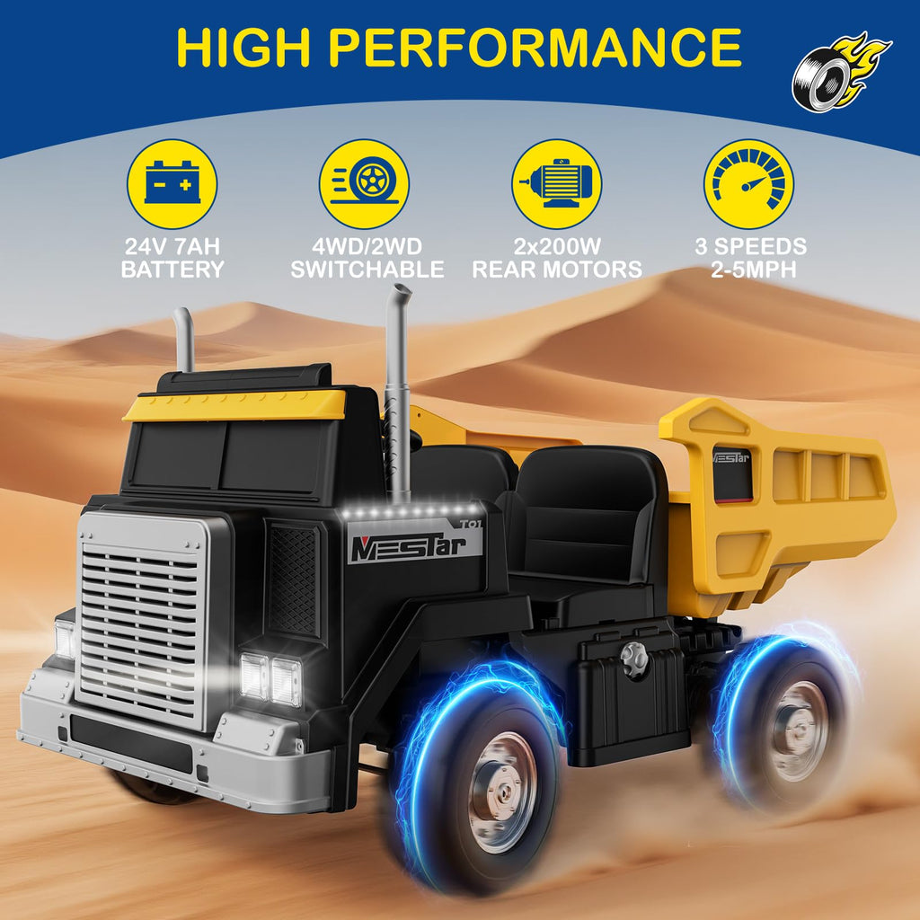 24V 4WD Ride On Dump Truck with 400W Motors H54626
