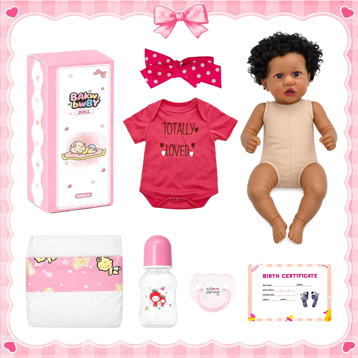 20 Inch Weighted Black Reborn Baby Doll U116