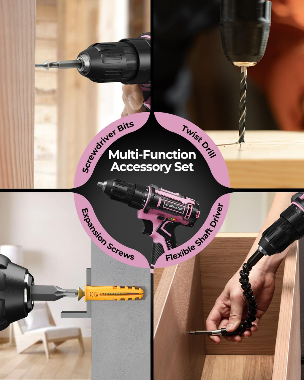 Pink Cordless Drill Set with Battery & Charger G562646