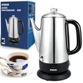 Electric Stainless Steel Coffee Percolator 1200ml 8 Cup Y5464