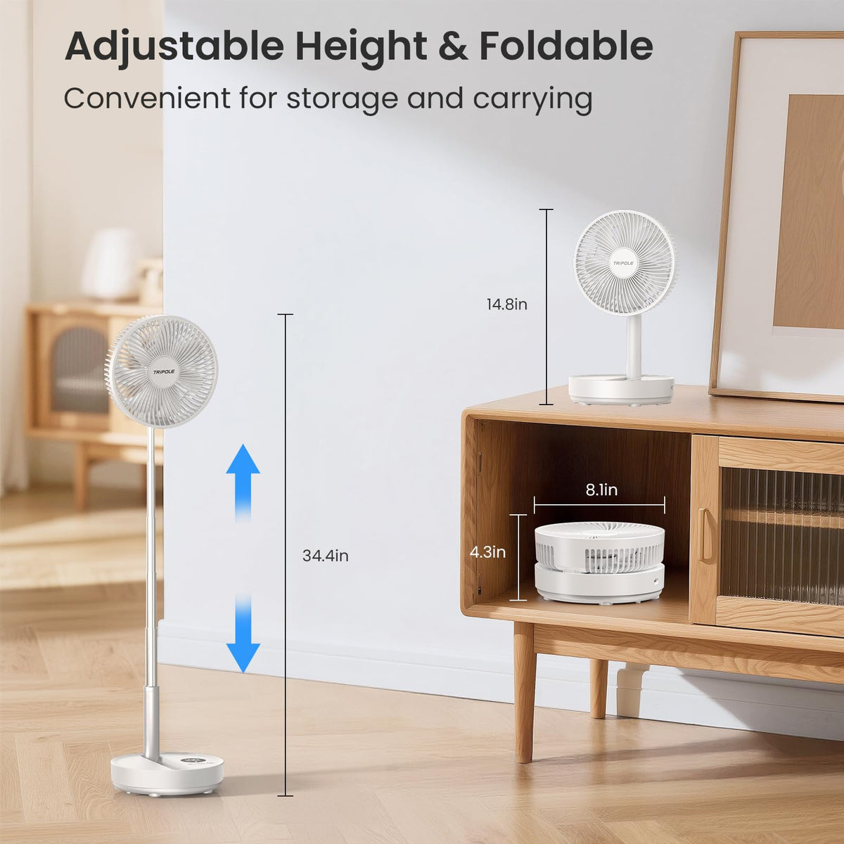 Portable Rechargeable Oscillating Standing Fan M24073