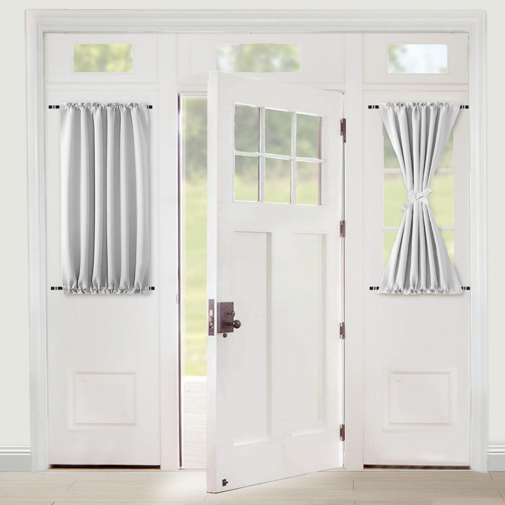 Door Curtains, Thermal and Room Darkening Curtains, Rod Pocket Blackout Curtains, 25 x 40 inches, Greyish White, 1 Panel H8245