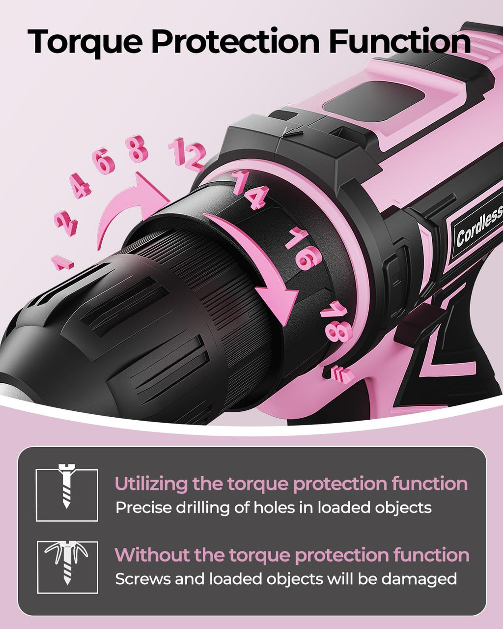 Pink Cordless Drill Set with Battery & Charger G562646