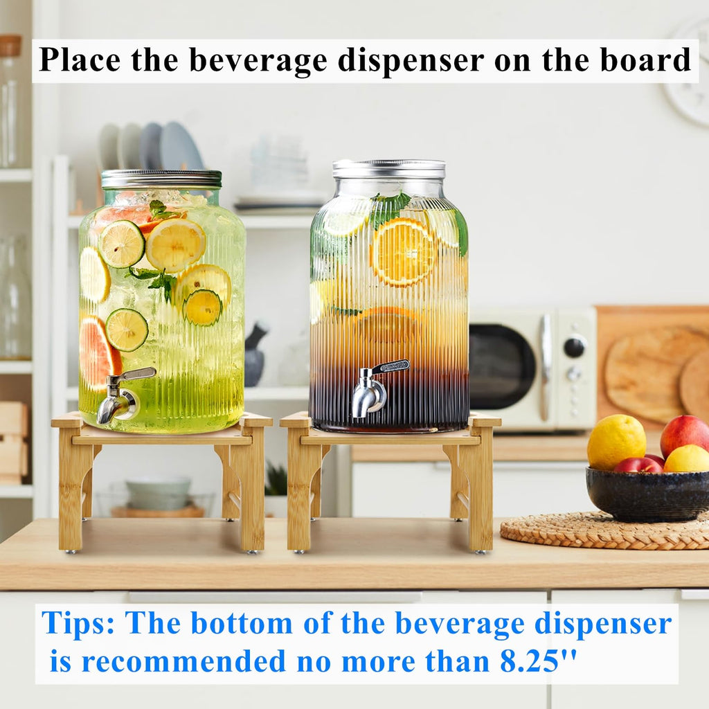 2 Pack Natural Bamboo Beverage Dispenser Stand H8429