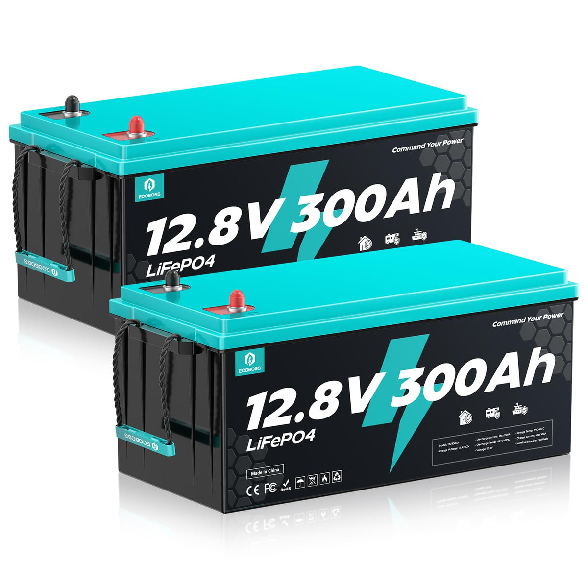 12V 300Ah LiFePO4 Deep Cycle Lithium Battery 2Pack W4714