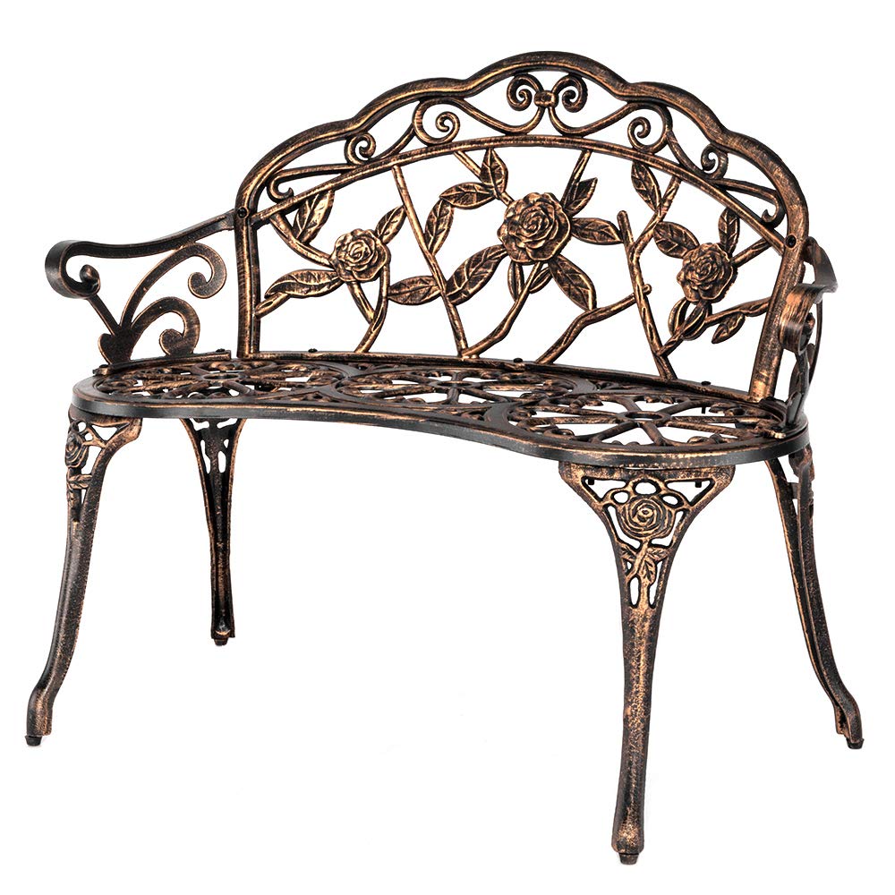 38.5" Metal Rose Bench for 2 Person Seat V59768