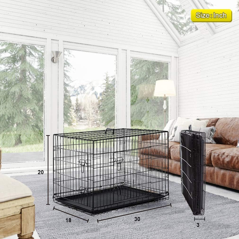 48 Inch Folding Metal Double Door Dog Crate with Divider Panel A893230