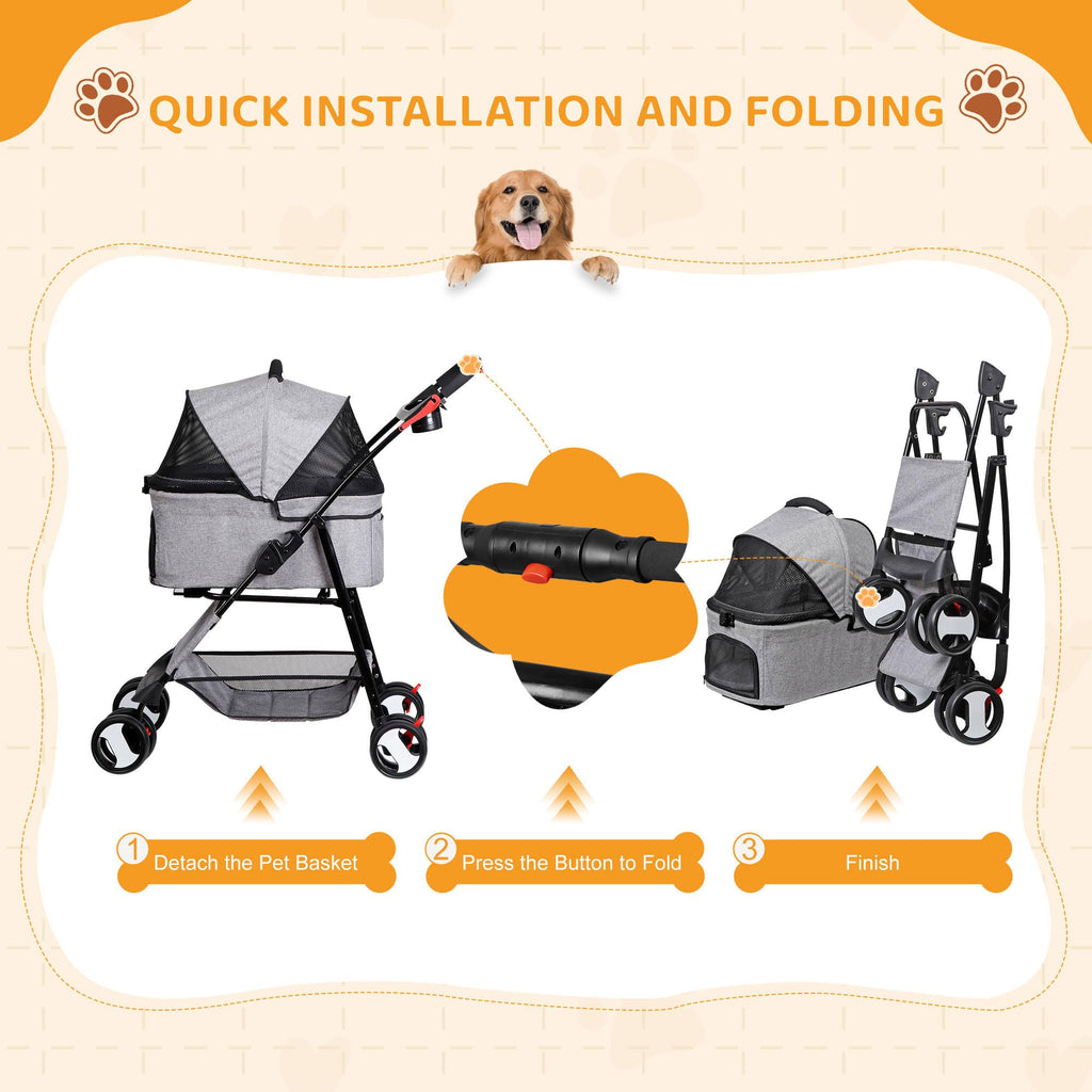 3 in1 Foldable Pet Stroller with 4 Wheels E8761