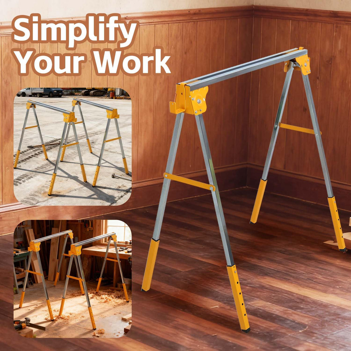 Adjustable Folding Steel Sawhorse 2 Pack D1680