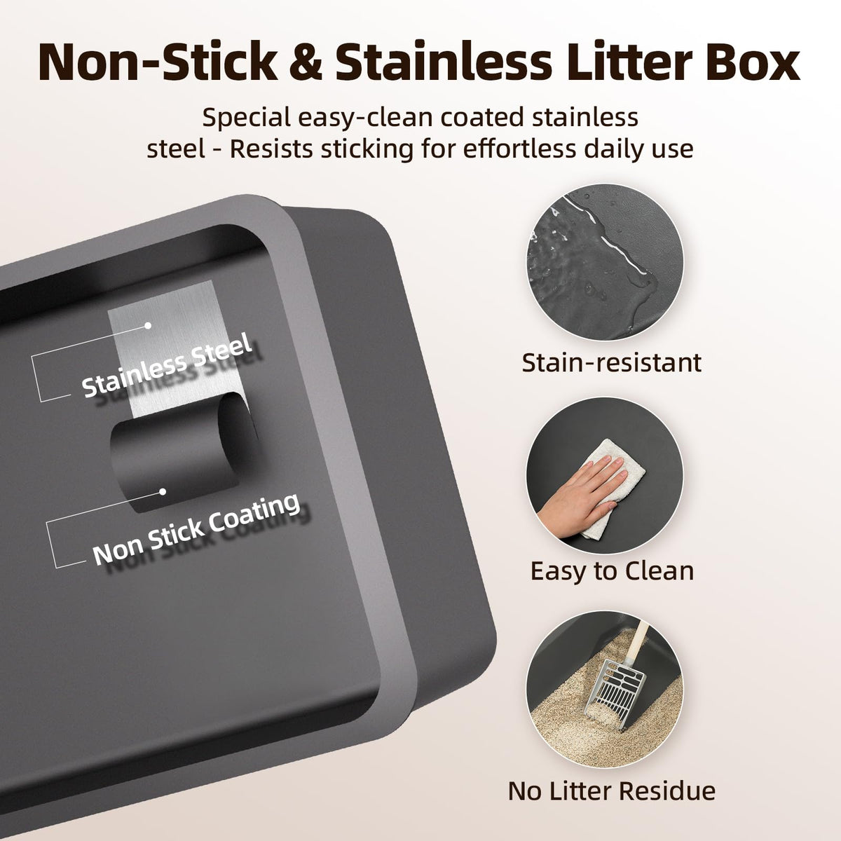 Stainless Steel Cat Litter Box with Lid F2885