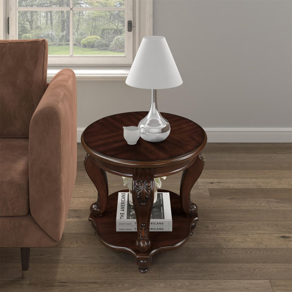 2 Tier Round Wood End Table C59950