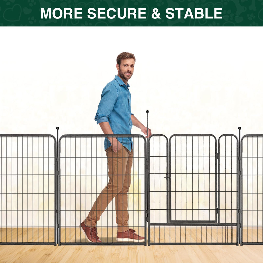 16 Panels 40" High Metal Dog Playpen with Gate M775305