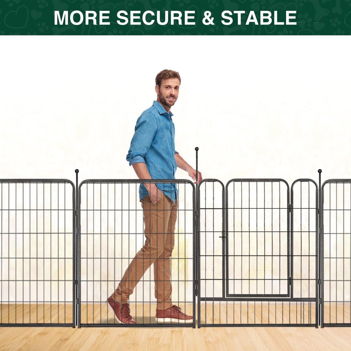 16 Panels 40" High Metal Dog Playpen with Gate M775305
