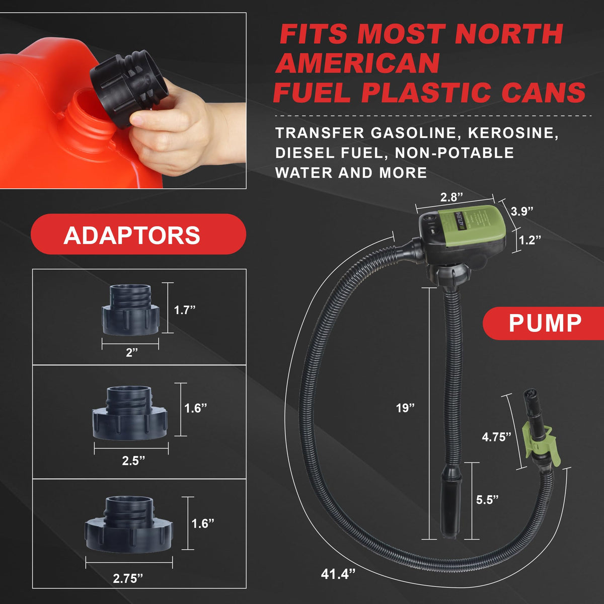 Battery Powered 2.4 GPM Fuel Transfer Pump with Auto Shut Off O803