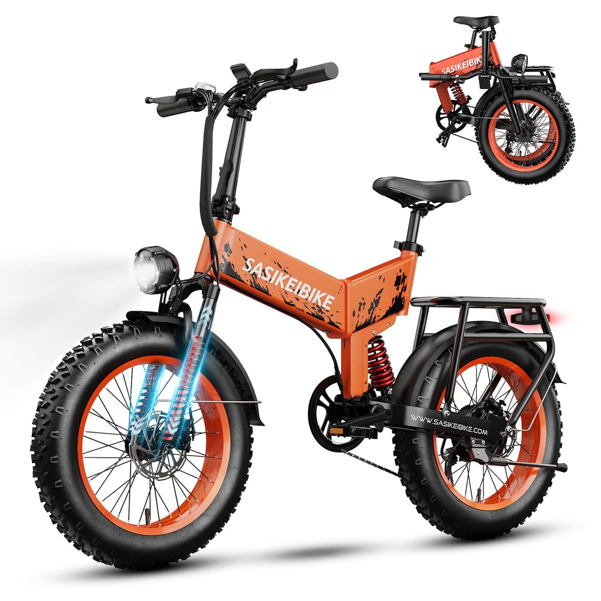 Foldable Electric Bike 1500W 52V 20AH 20" Fat Tire Full Suspension N502
