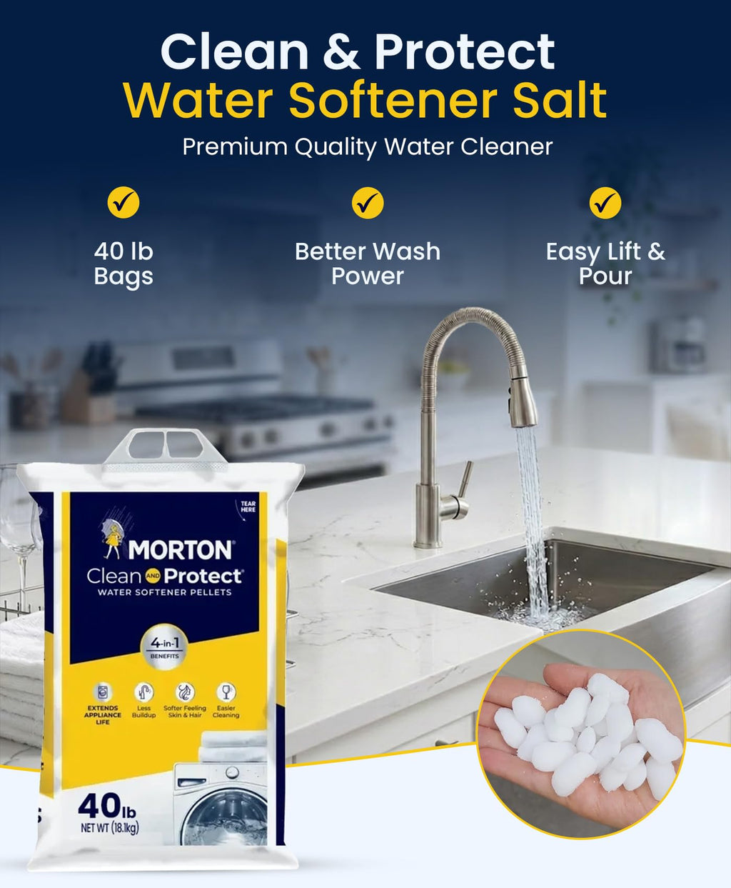 Water Softener Salt Pellets 40 lb 4 Pack H53074