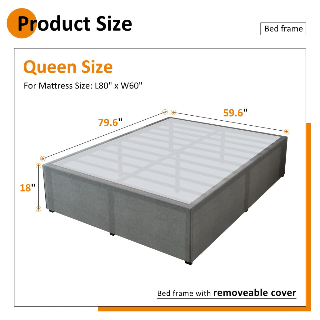 Queen Size 18 Inch Metal Bed Frame M375