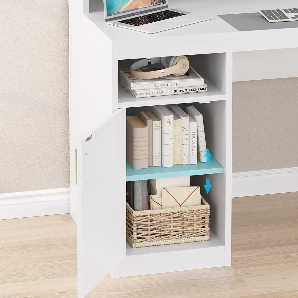 65" White Computer Desk with 3 Drawers V375479