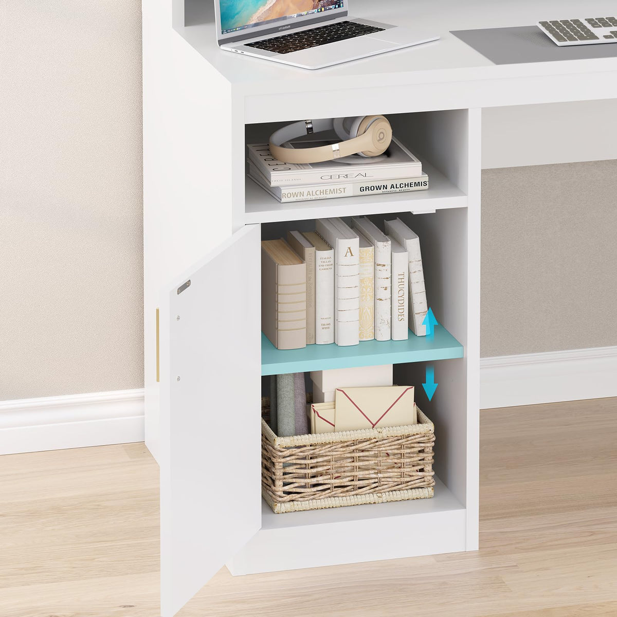65" White Computer Desk with 3 Drawers V375479