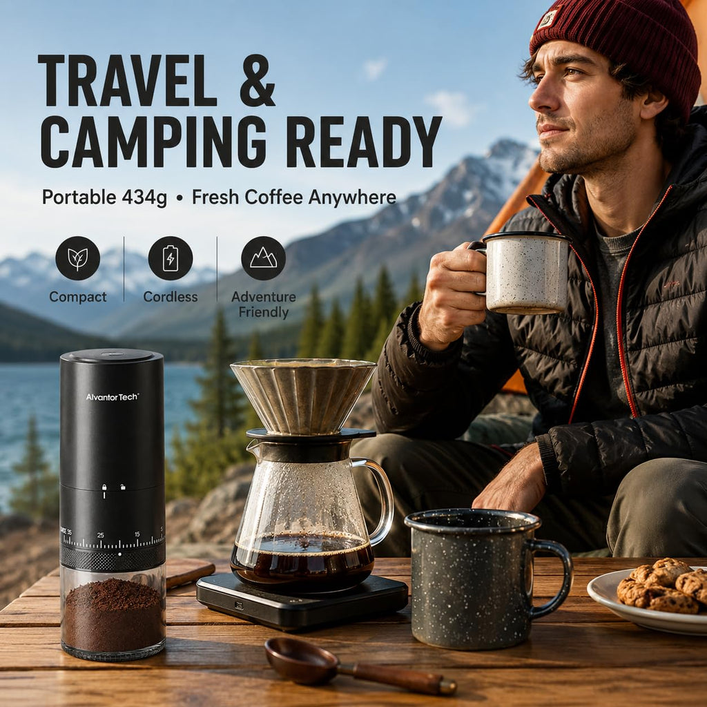 Portable Electric Burr Coffee Grinder with Ceramic Conical Burr U1428