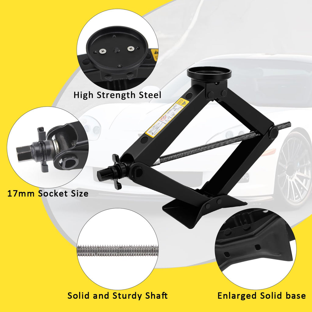 3-Ton Scissor Jack Kit with Rubber Jack Pad and L-Wrenches Y8361
